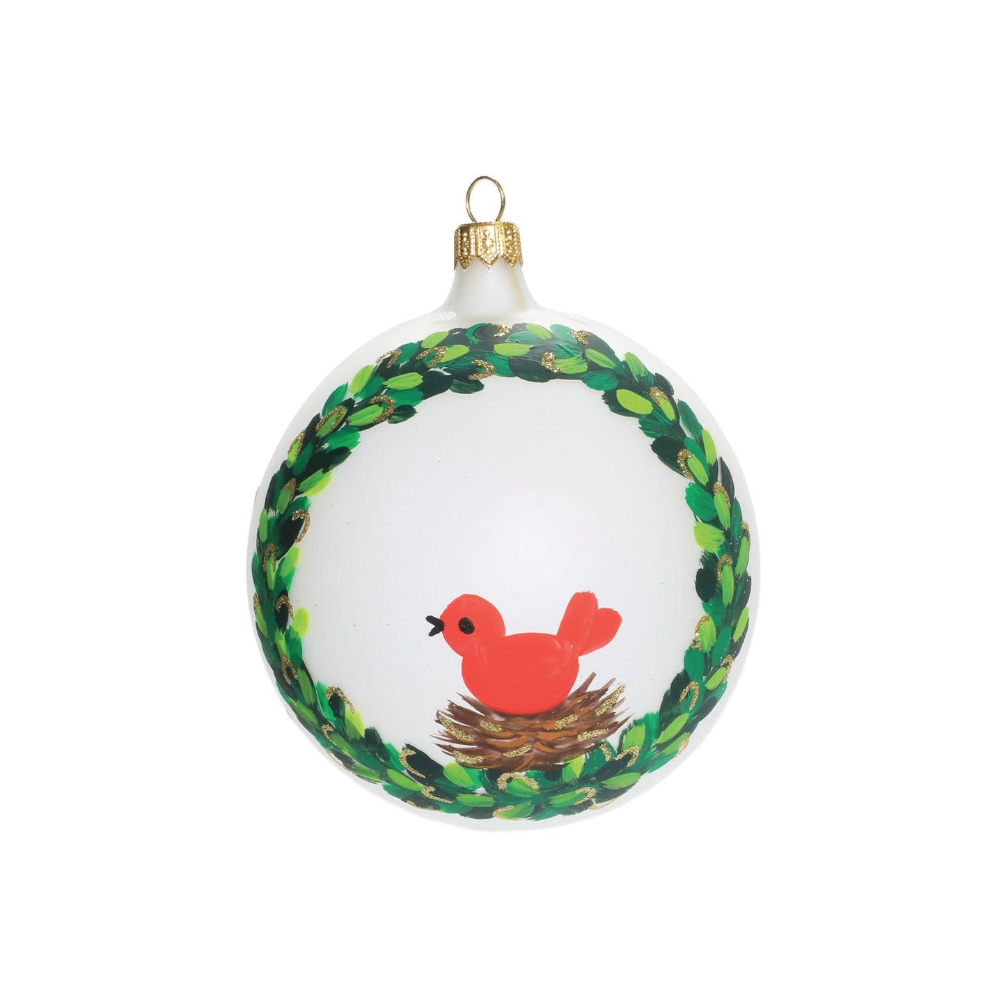 Vietri Ornaments Wreath w/Red Bird Ornament