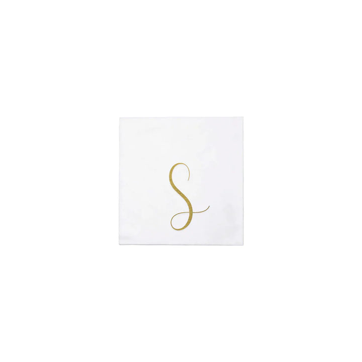 Vietri Papersoft Gold Monogram Cocktail Napkins(Pack of 20)