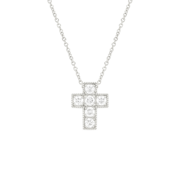 Raymond Mazza White Gold Diamond Cross Necklace