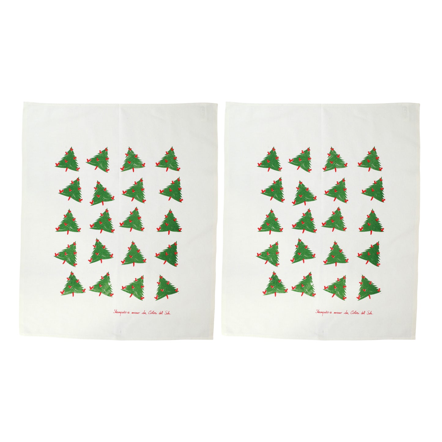 Vietri Siciliano Linens Holiday Tree Dish Towels - Set of 2