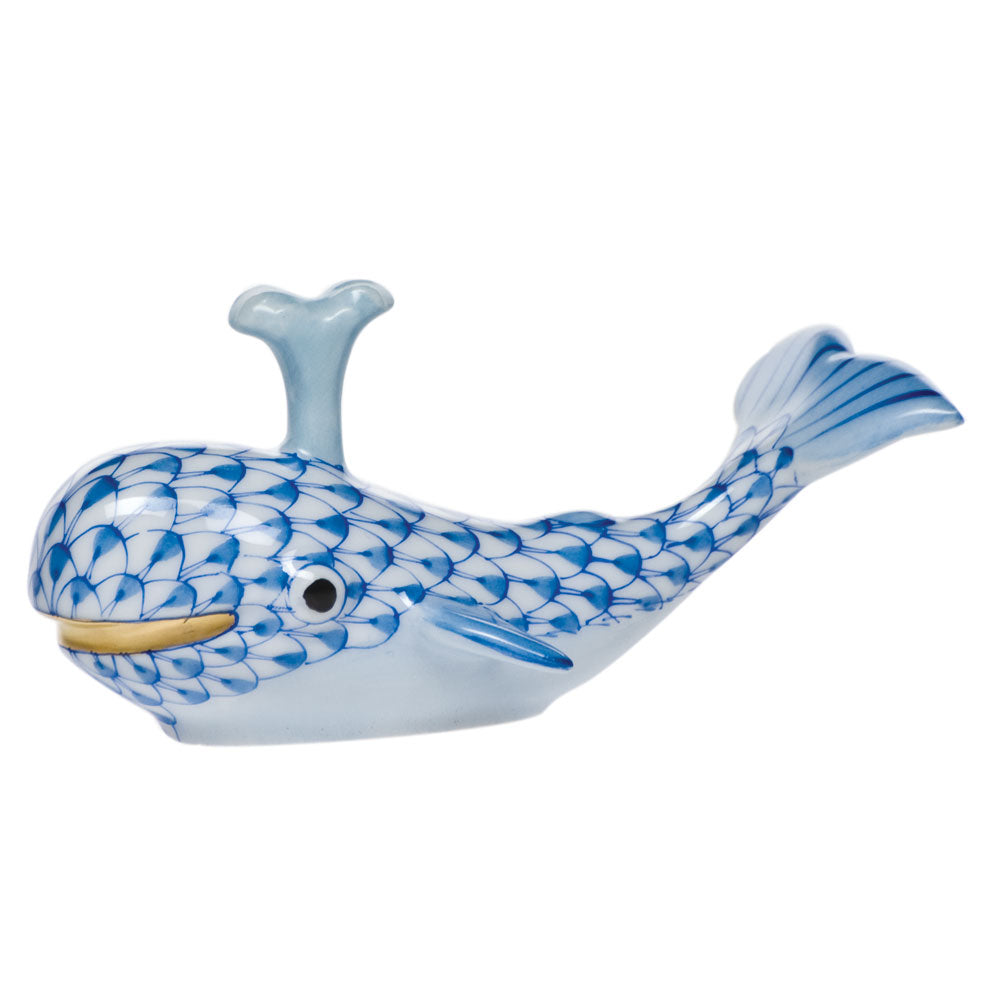 Herend Baby Whale with Spout, Blue