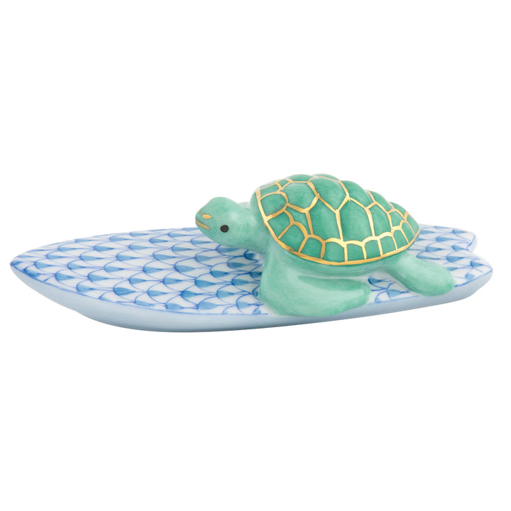 Herend Surfing Turtle, Blue