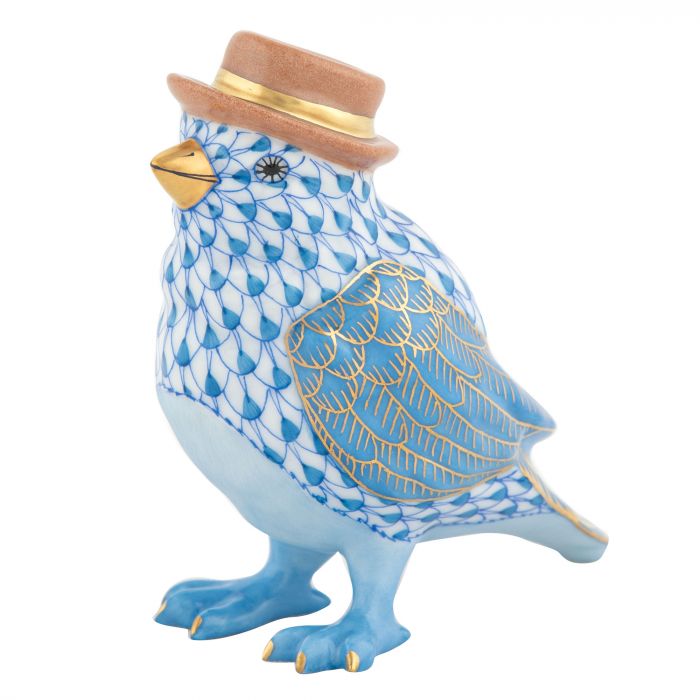 Herend Bird With Hat, Blue
