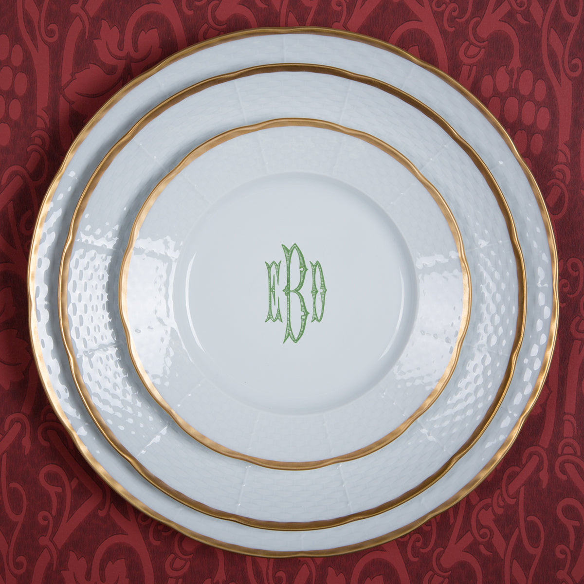 Sasha Nicholas Weave 24K Gold Salad Plate With Monogram