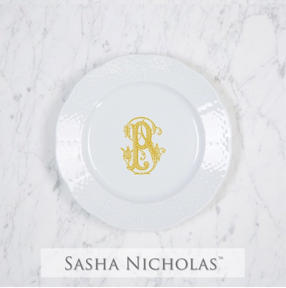 Sasha Nicholas Weave Salad Plate With Monogram