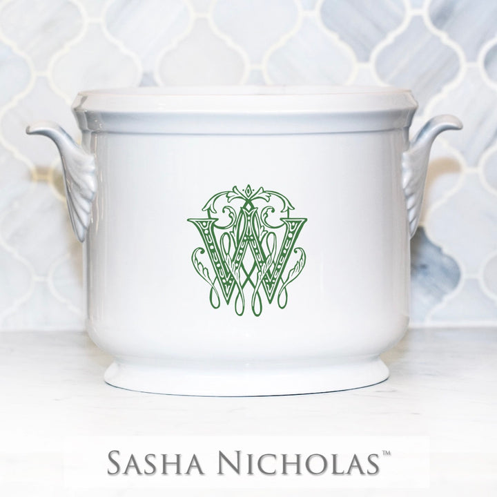 Sasha Nicholas Custom Champagne Bucket for Anna and Lee