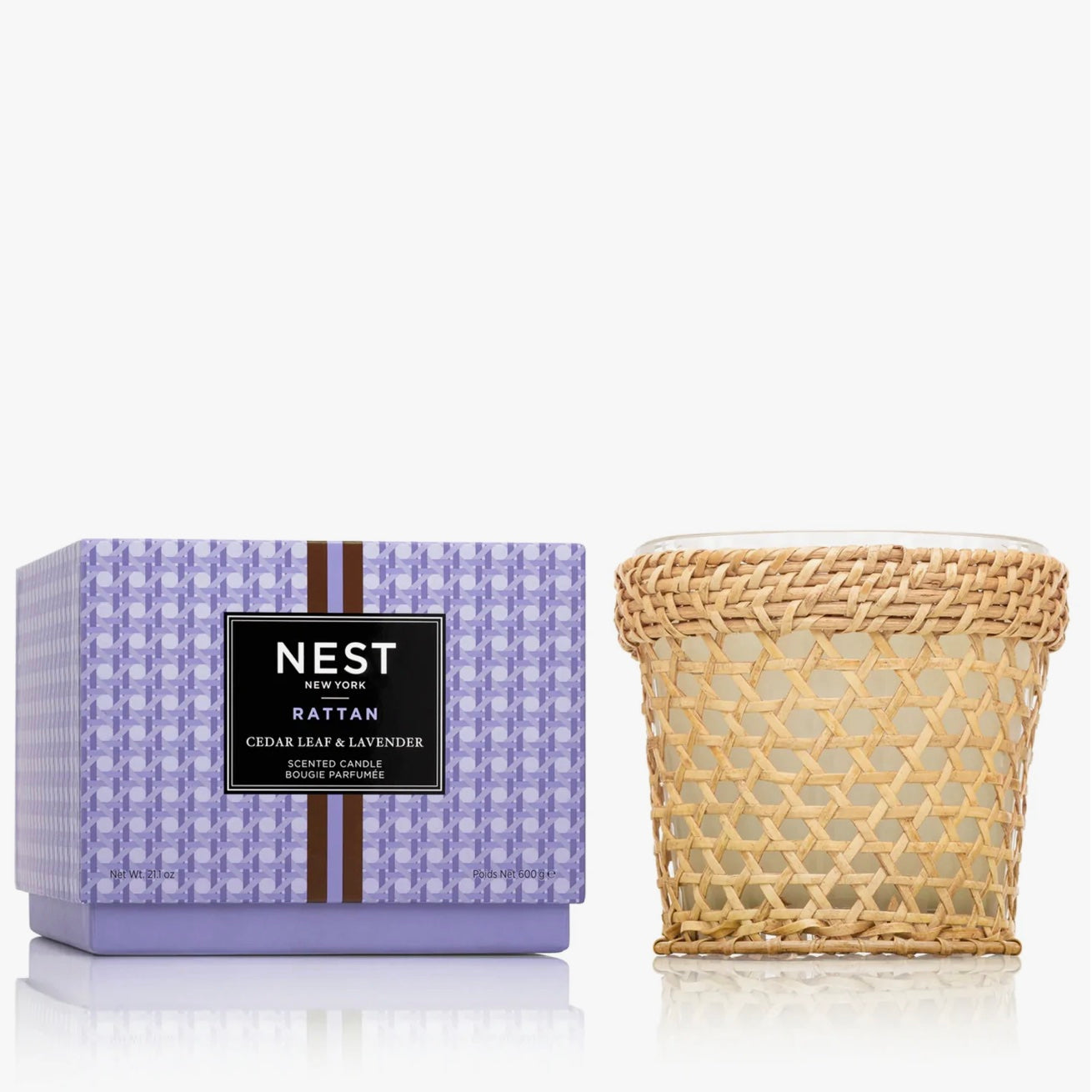 NEST Fragrances, Cedar Leaf and Lavender Rattan 3-Wick Candle