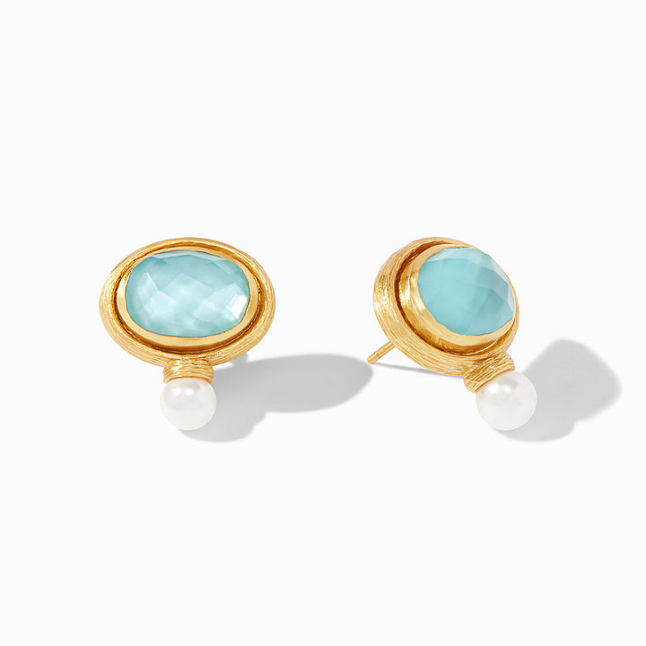 Julie Vos Simone Earring, Iridescent Bahamian Blue and Pearl