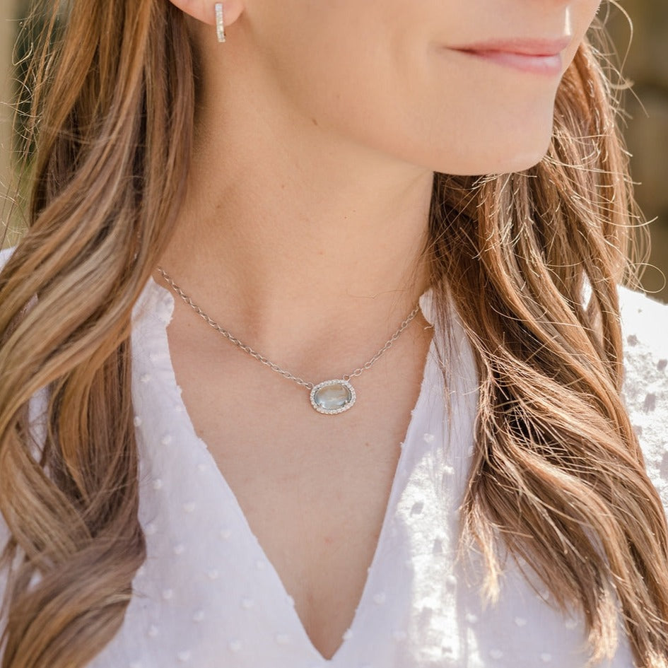 Raymond Mazza Aquamarine and Diamond Necklace