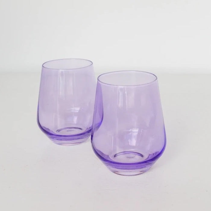 Estelle Colored Glass, Stemless Wine, Set of 2