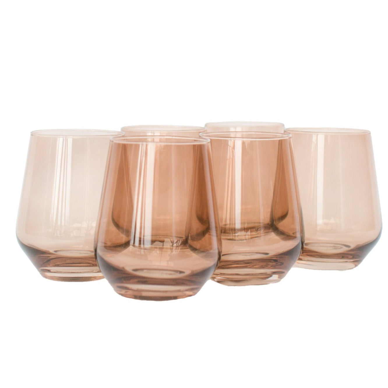 Estelle Colored Glass, Stemless Wine, Set of 6