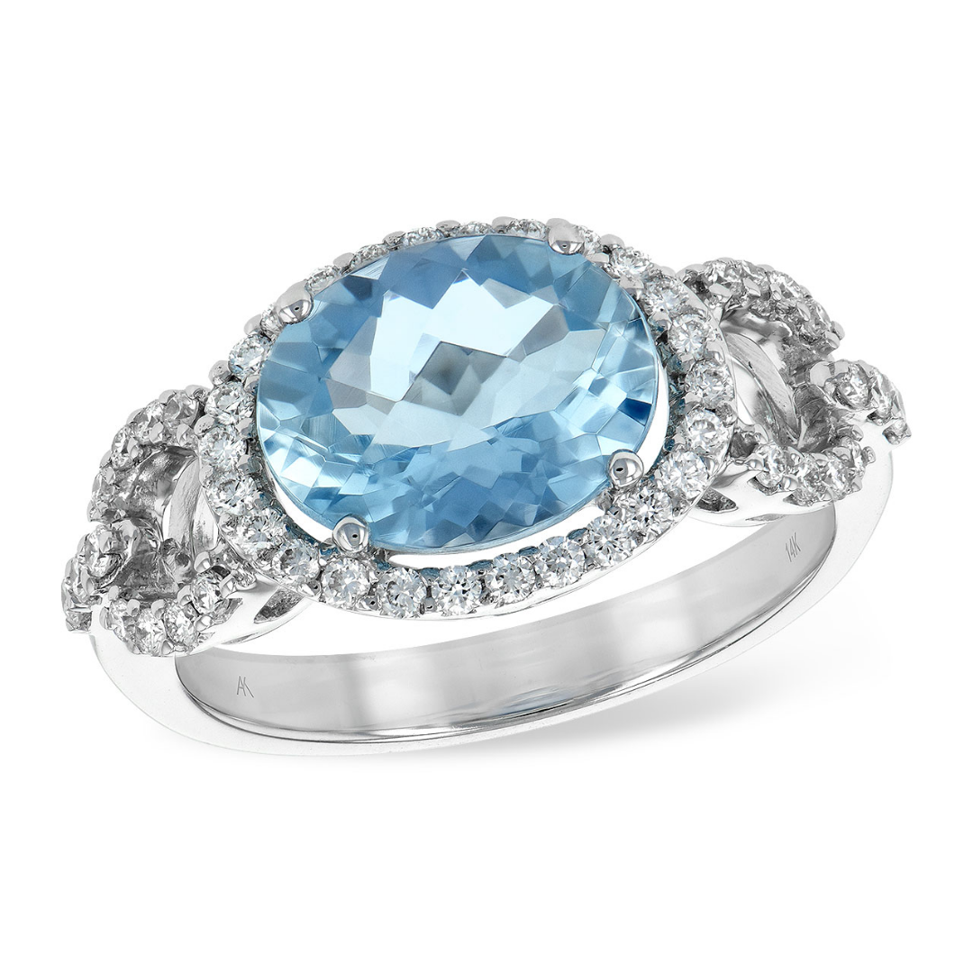 Aquamarine and Diamond Ring