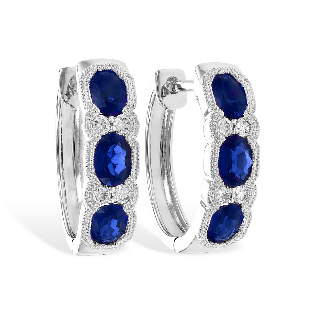 Sapphire and Diamond Hoop Earrings