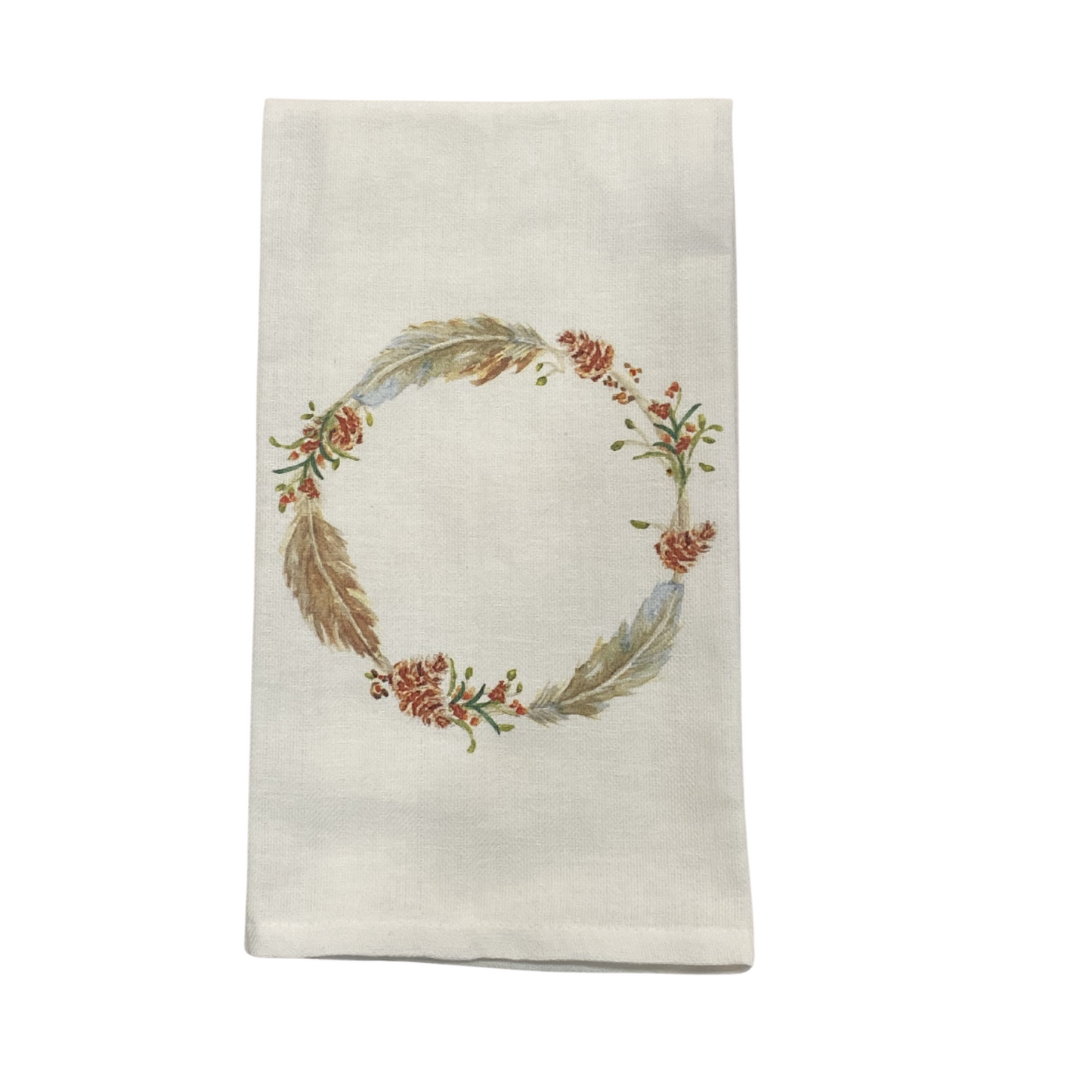 Fall Feather Wreath Tea Towel