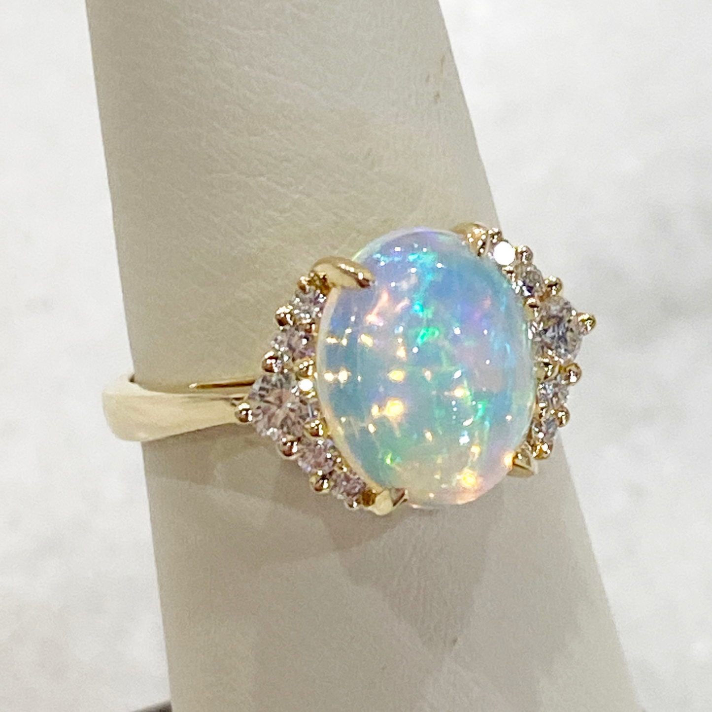 14KY Ethiopian Opal Diamond Ring Opal 2.00CTS Dia. .28TW
