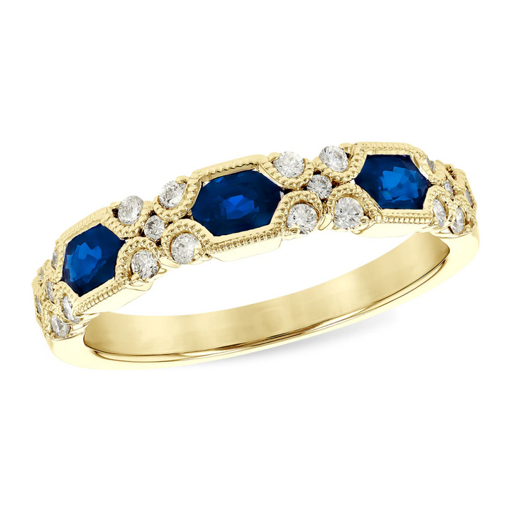 14 KT Yellow Gold Sapphire and Diamond Band, 1.00ct