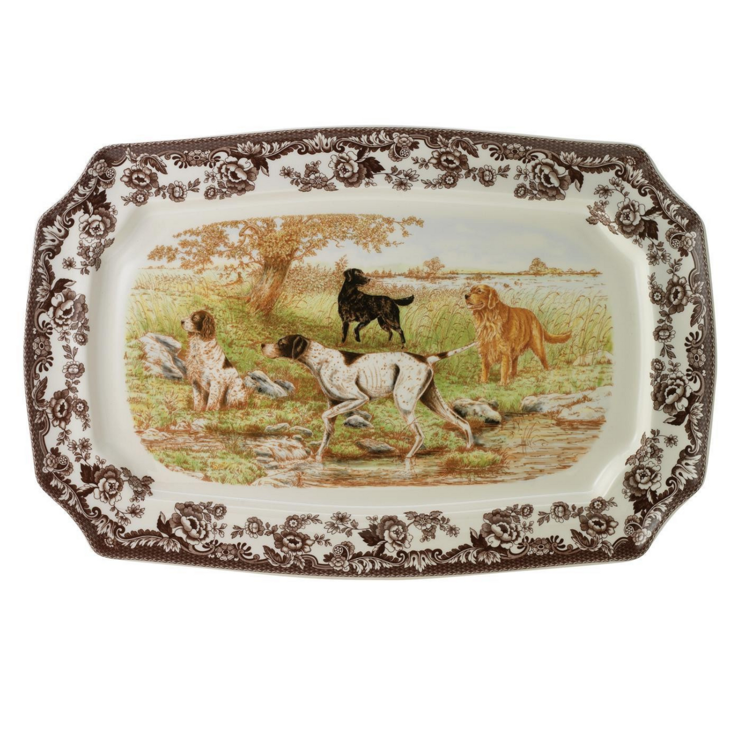 Spode Woodland Dog Scene Rectangular Platter