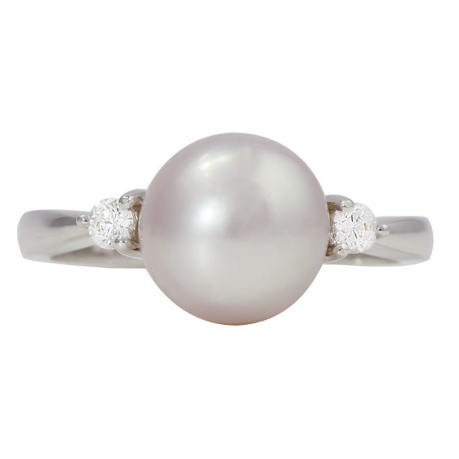 Button Pearl and Diamond Ring