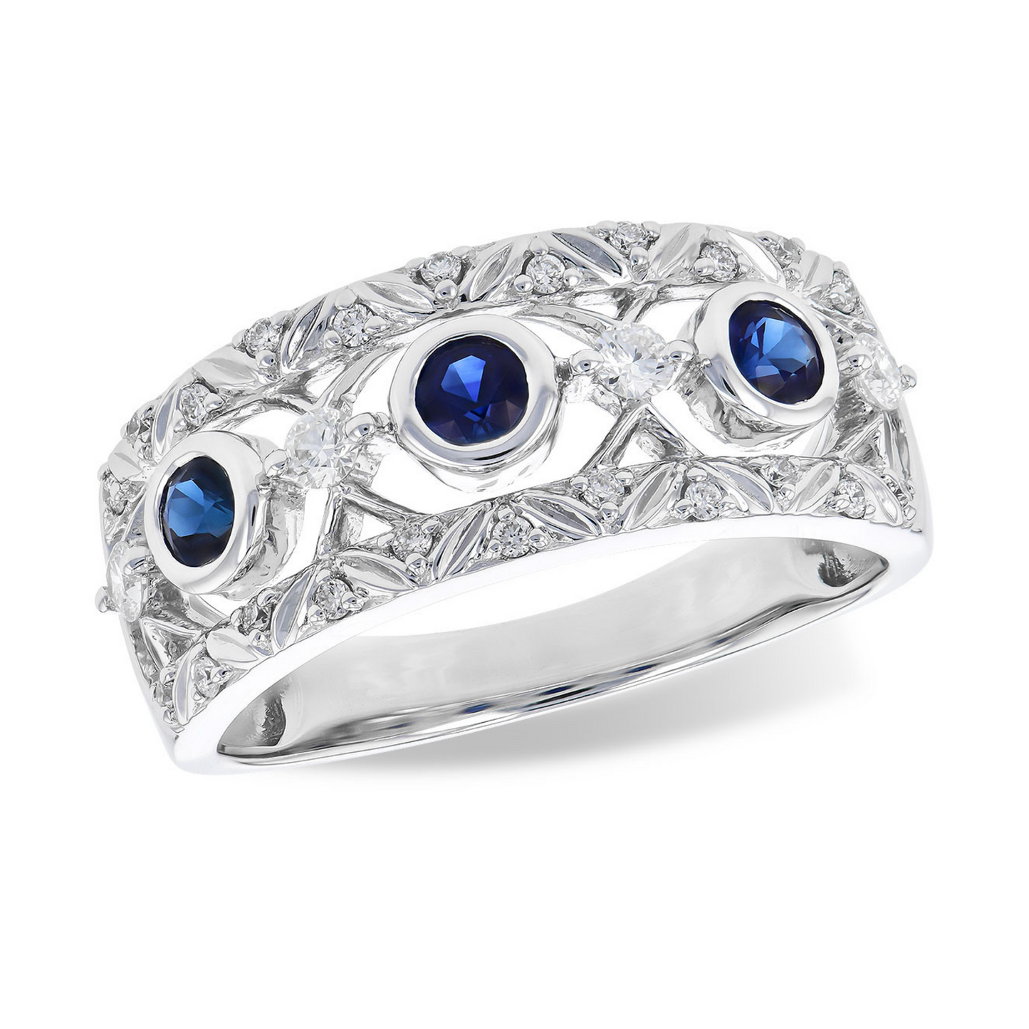 14K WG Sapphire and Diamond Band .38SAPH  .23DIA