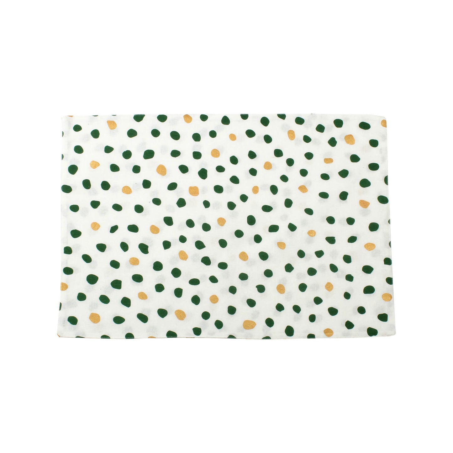 Vietri Bohemian Linen Reversible Placemats, Green and Gold, Set of 4
