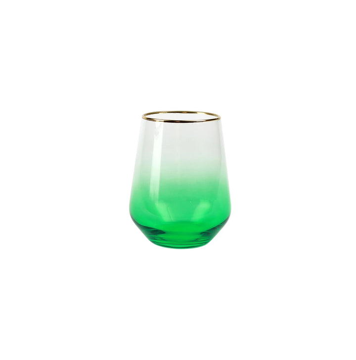 Vietri Rainbow Emerald Stemless Wine Glass