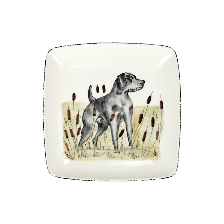 Vietri Wildlife, Black Hunting Dog Square Platter