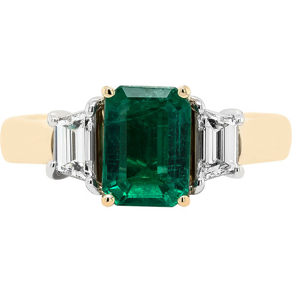 Emerald and Diamond Ring, 18 karat
