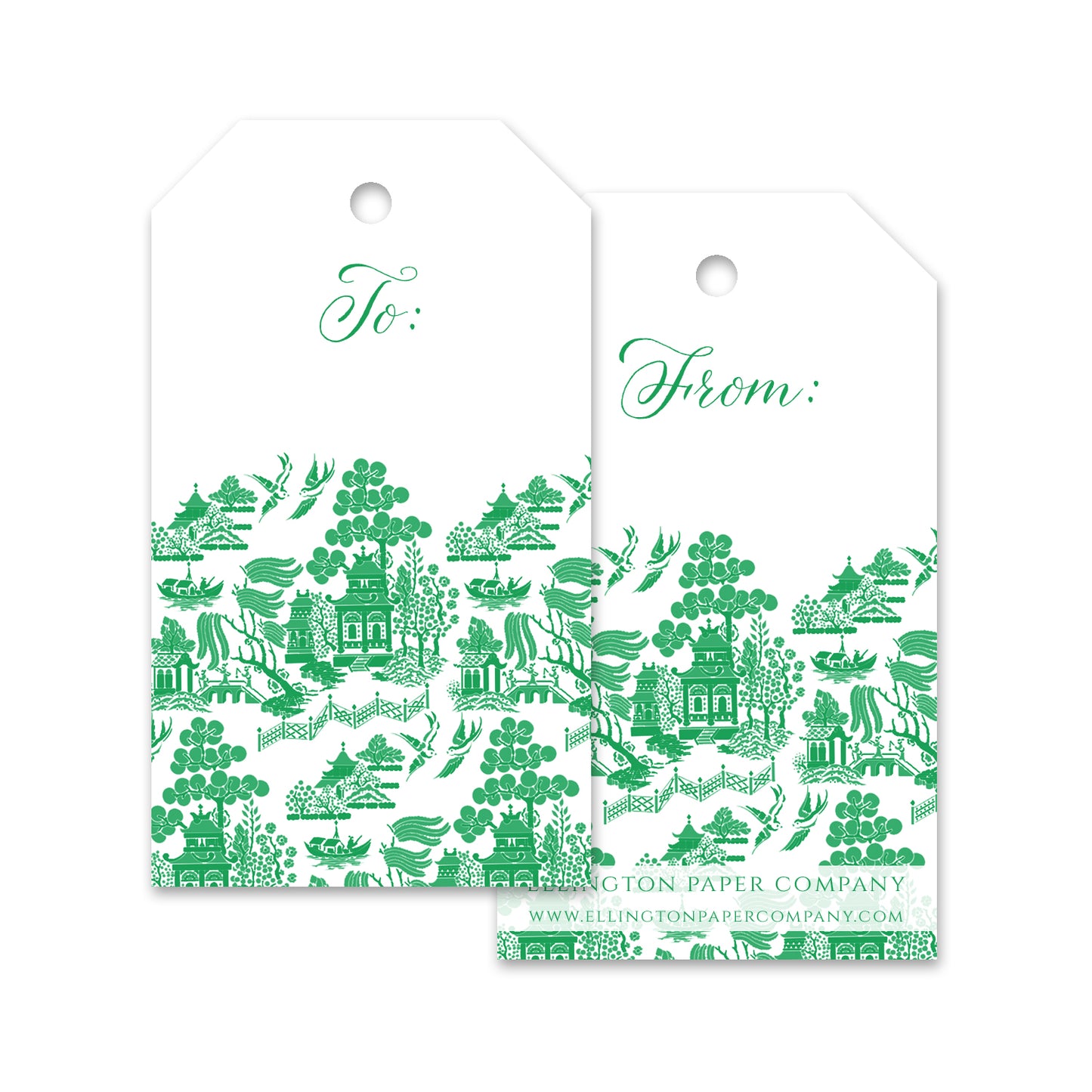 Ellington Paper Company Chinoiserie Gift Tags, Green