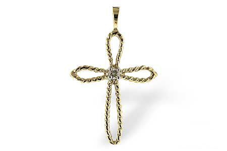 14KT Yellow Gold Diamond Cross Pendant and Chain