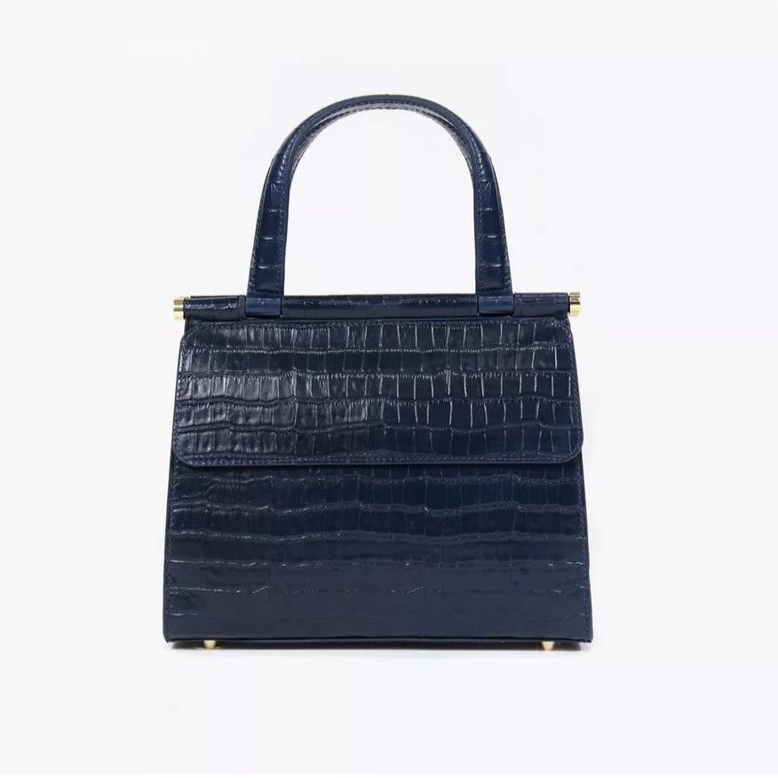 Neely and Chloe No. 59 The Good Day Bag Croc Embossed Navy