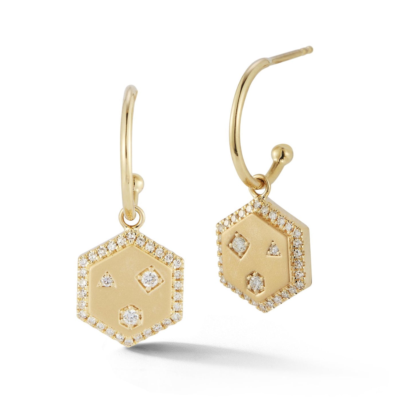 14K YG Diamond Hexagon Earrings