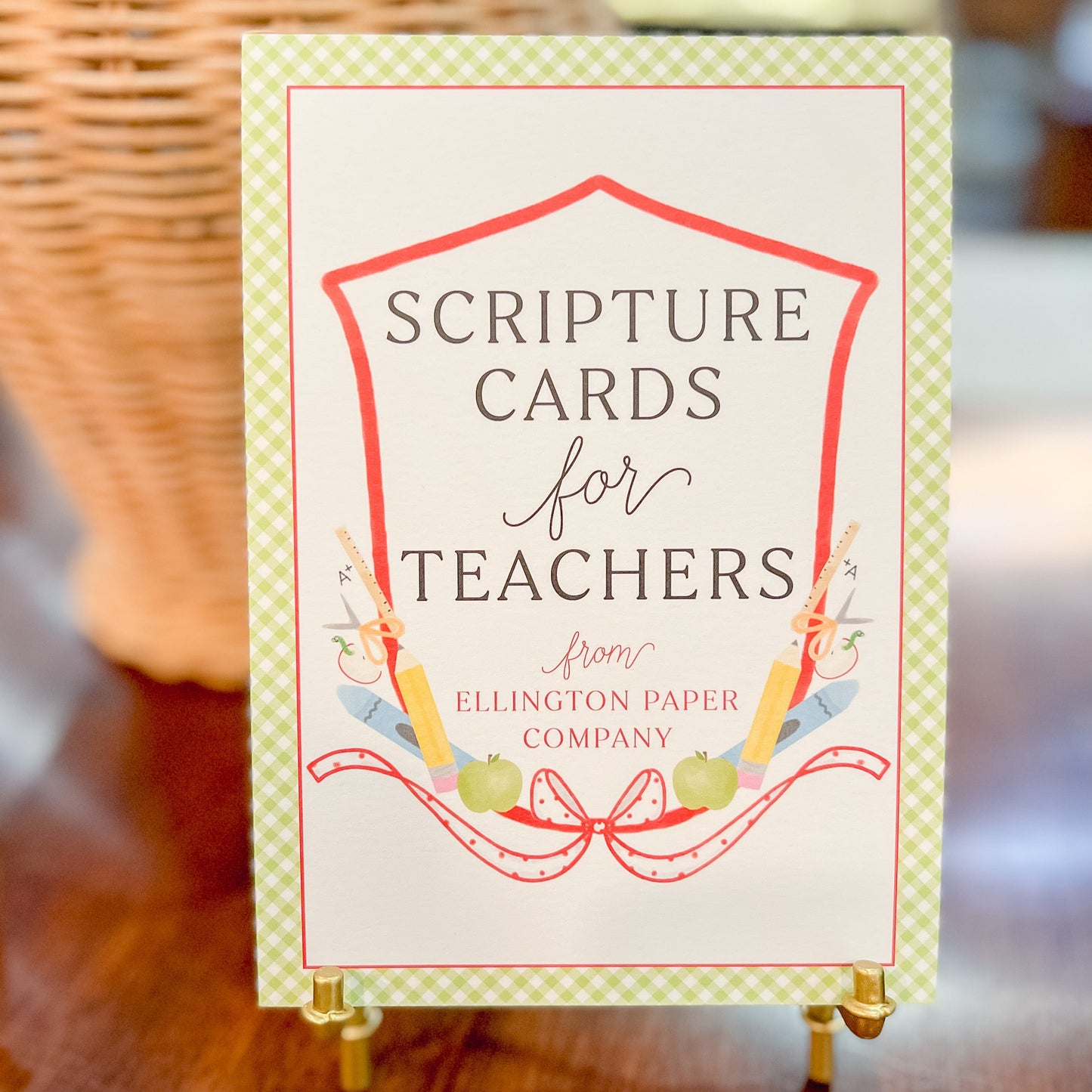 Ellington Paper Company Scripture Cards for Teachers with Gold Stand