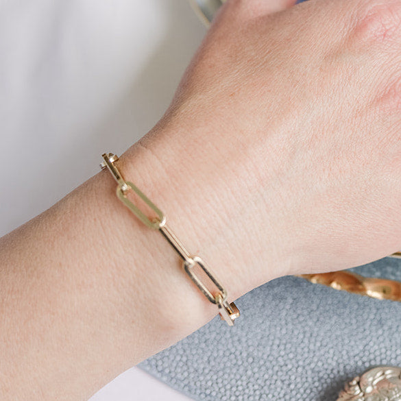Raymond Mazza Yellow Gold Paper Clip Bracelet