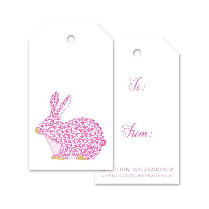 Ellington Paper Company Fish Scale Bunny Gift Tags, Pink