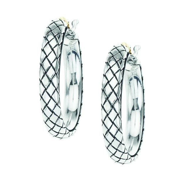 Alisa 18K & 925 Sterling Silver Traversa Medium Hoop Earrings