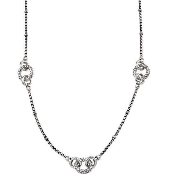 Alisa Sterling Silver 36" round box necklace with Traversa & shiny loop sections