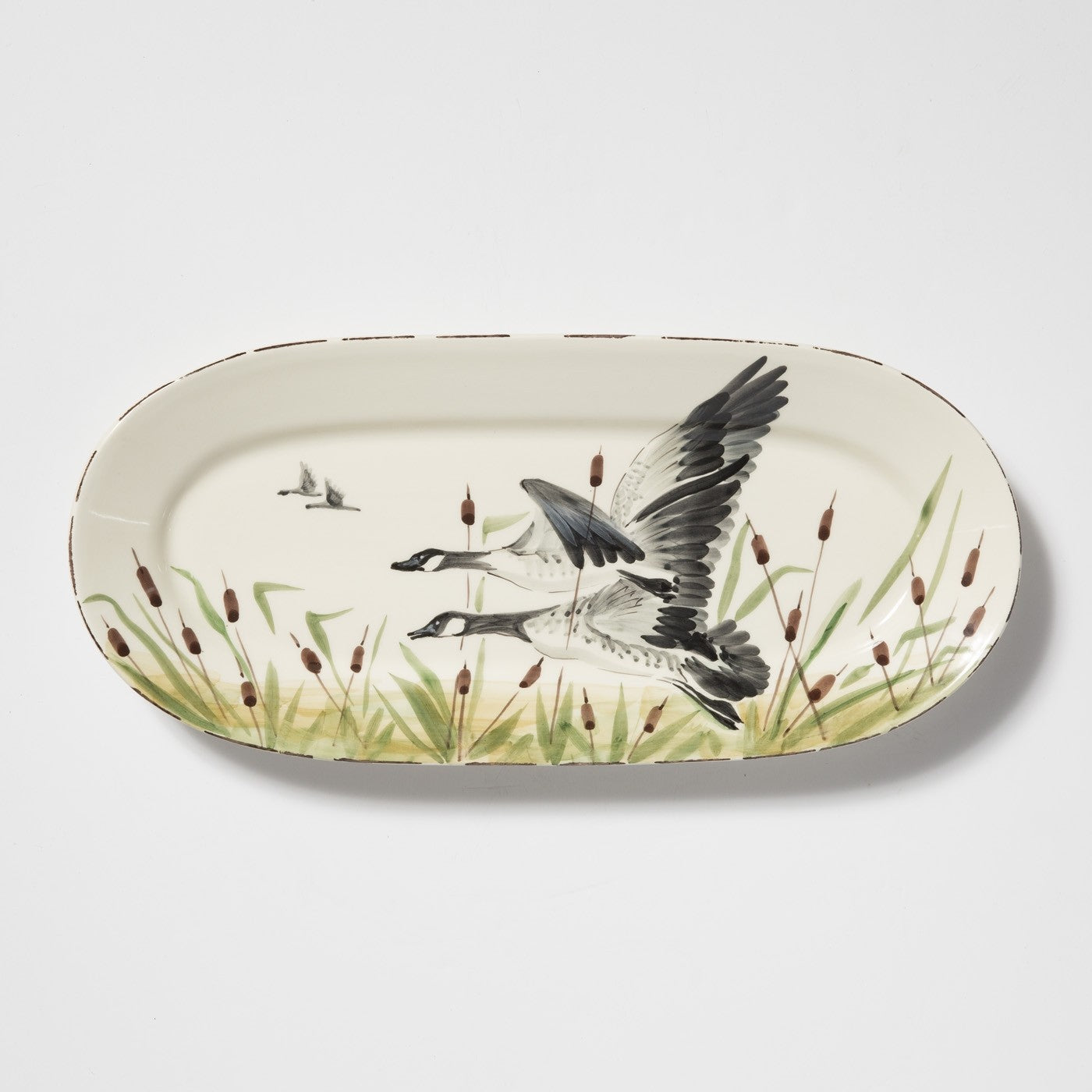 Vietri Wildlife Geese, Small Oval Platter